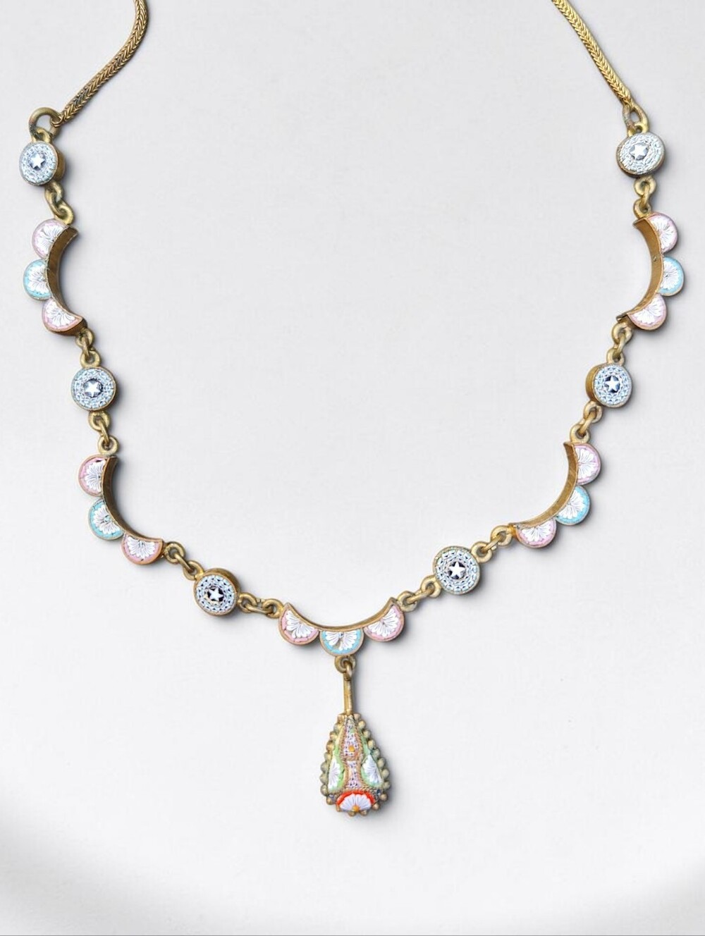 Antique Italian Micromosaic Festoon Necklace